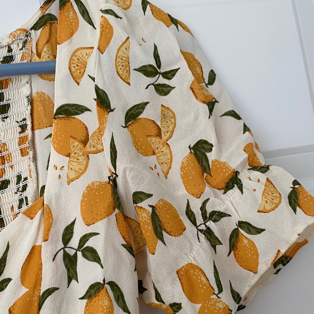 Reformation Lemon Print Puff Sleeve Blouse - Picture 5 of 5